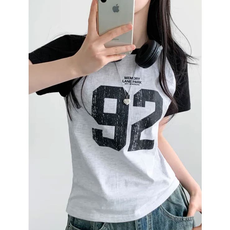【LIFEWORK】ナンバリング 半袖 Tシャツ tシャツ Tシャツ ナンバリングロゴ刺繍 ラグランライン半袖T