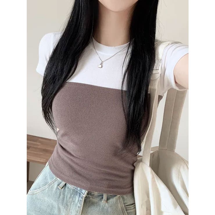 バストラインバイカラー半袖Tシャツ | VIVID LADY | 詳細画像10