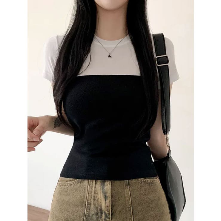 バストラインバイカラー半袖Tシャツ | VIVID LADY | 詳細画像14