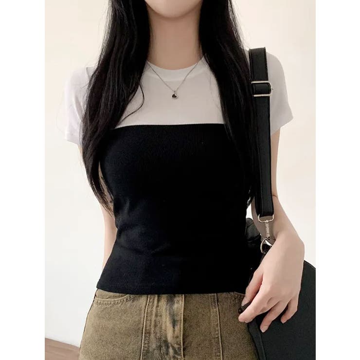 バストラインバイカラー半袖Tシャツ | VIVID LADY | 詳細画像15