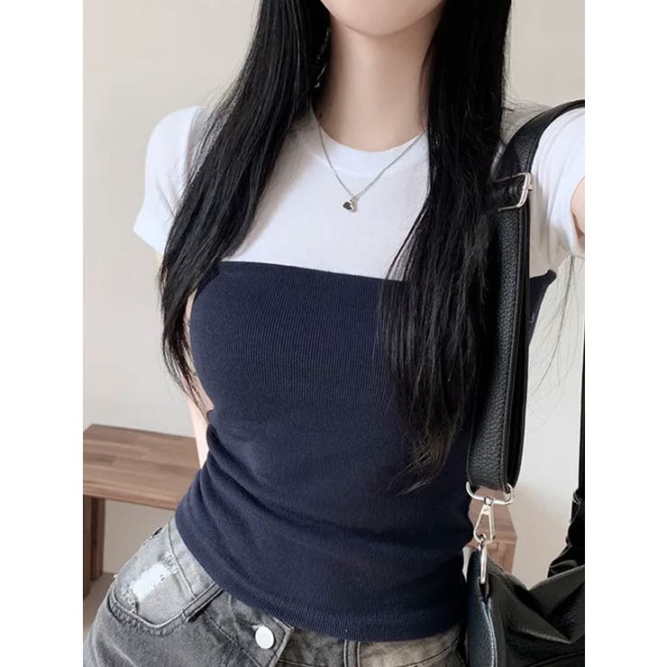 バストラインバイカラー半袖Tシャツ | VIVID LADY | 詳細画像4