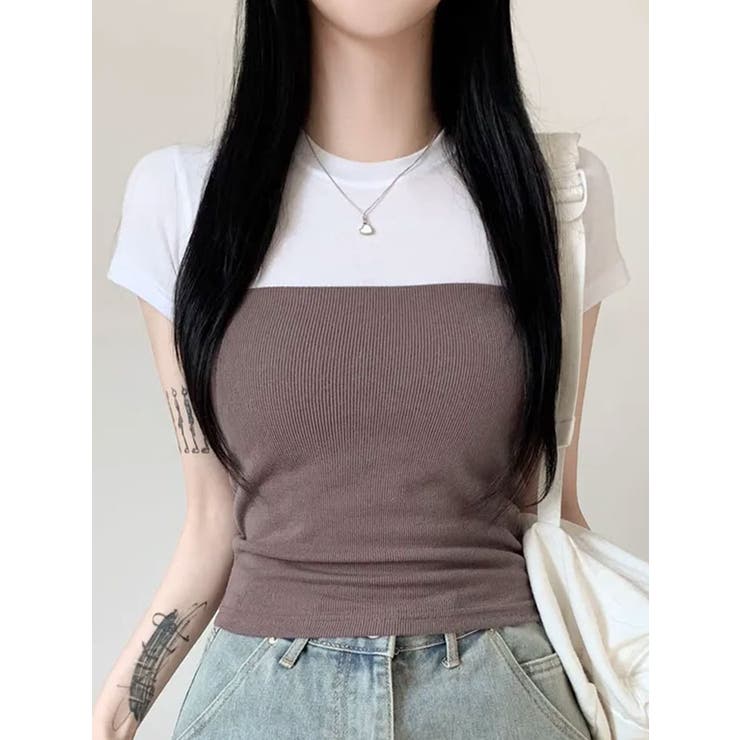 バストラインバイカラー半袖Tシャツ | VIVID LADY | 詳細画像9