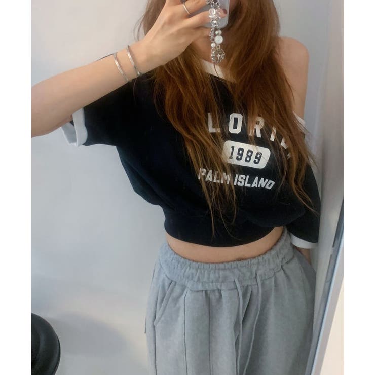 ボートネックオフショル 半袖トレーナー | VIVID LADY | 詳細画像13 