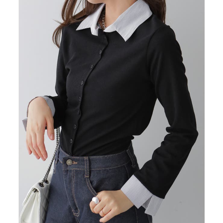 フェイクレイヤードシャツ風カーディガン | VIVID LADY | 詳細画像1 