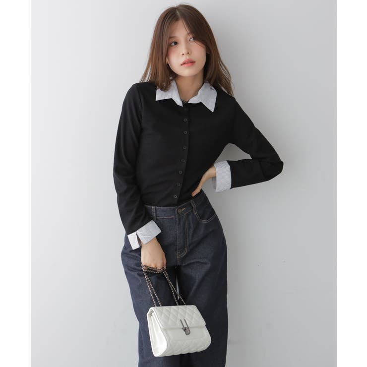 フェイクレイヤードシャツ風カーディガン | VIVID LADY | 詳細画像11 