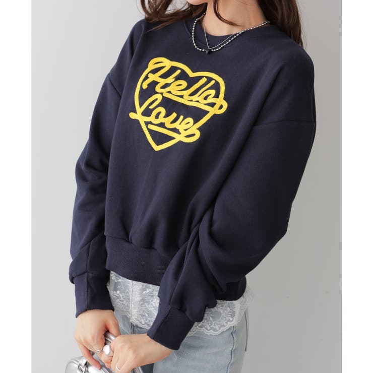 ハート刺繍ロゴスウェットトップス | VIVID LADY | 詳細画像1 