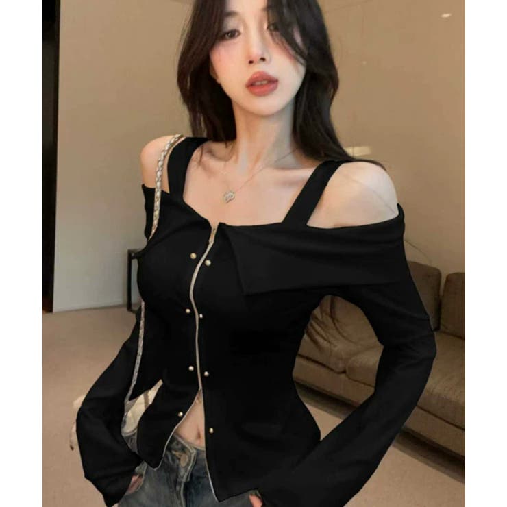 【極美品】Acka puffy cami blouse オフショルダートップス オフショルダー トップス 半袖 肩出し 肩あき 5分袖 tシャツ