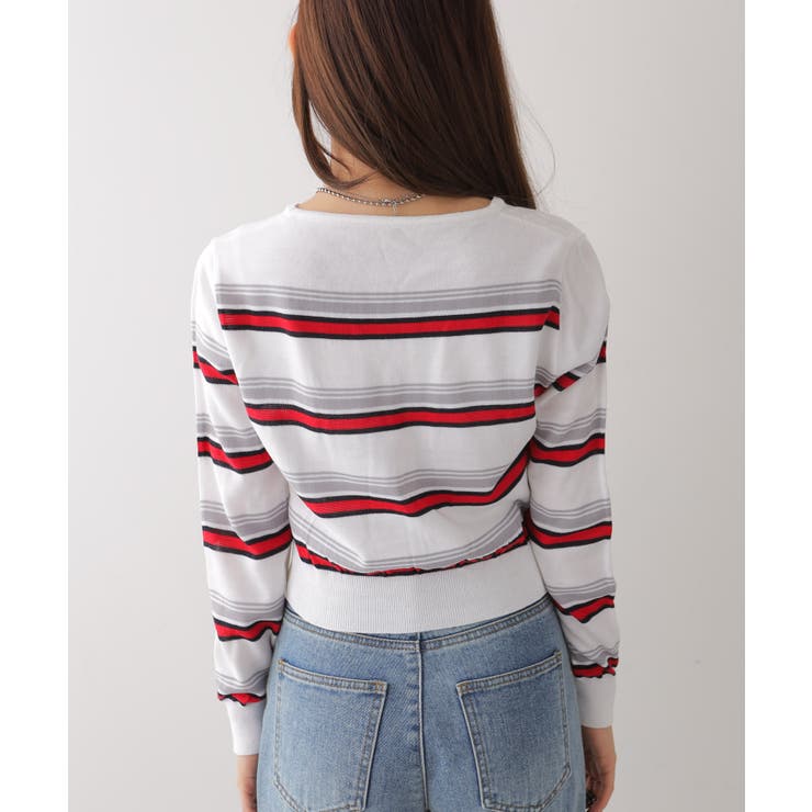 ミックスボーダーVネックカーディガン | VIVID LADY | 詳細画像20 