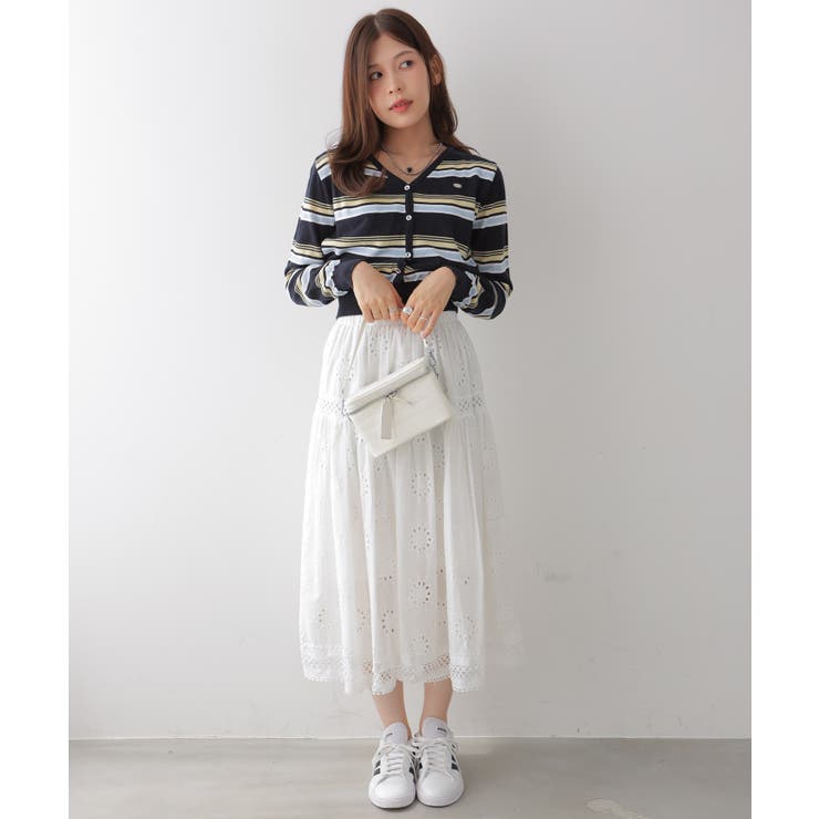 ミックスボーダーVネックカーディガン | VIVID LADY | 詳細画像7 