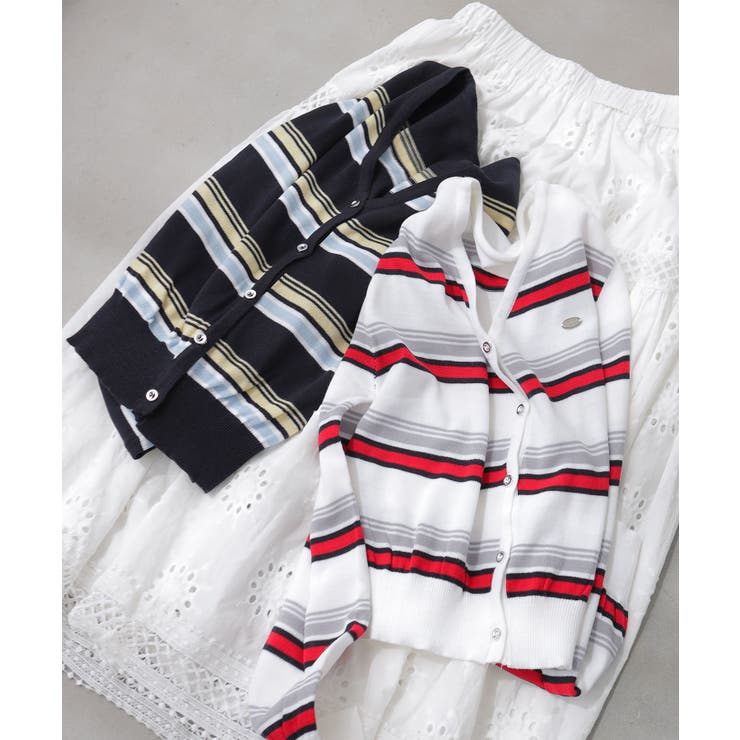 ミックスボーダーVネックカーディガン | VIVID LADY | 詳細画像21 