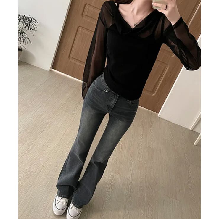 レイヤード風 シアードレープトップス[品番：KH000015716]｜VIVID LADY