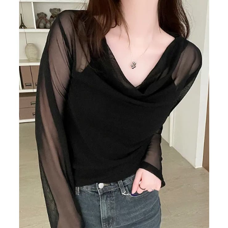 【超美品】コムコム スカラップレイヤードトップス 超美品】コムコム スカラップレイヤードトップス