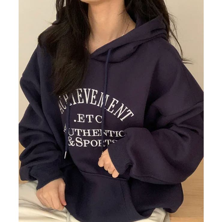 カレッジロゴ 裏起毛オーバーサイズパーカー | VIVID LADY | 詳細画像15 