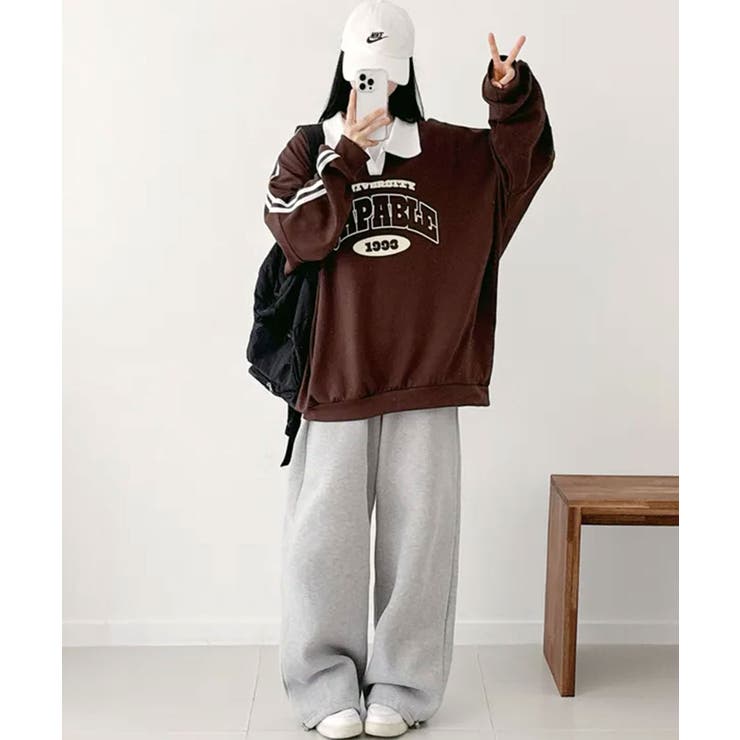 【裏起毛】カレッジロゴ スリーブライン ポロカラースウェット | VIVID LADY | 詳細画像22 