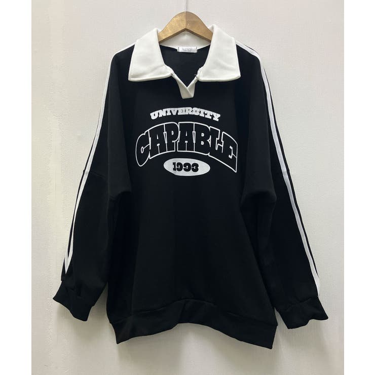 【裏起毛】カレッジロゴ スリーブライン ポロカラースウェット | VIVID LADY | 詳細画像25 