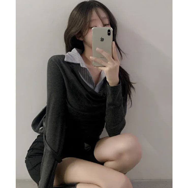 シャツレイヤード風 ドレープロンT トップス | VIVID LADY | 詳細画像6 