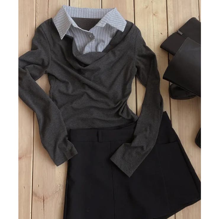 シャツレイヤード風 ドレープロンT トップス | VIVID LADY | 詳細画像9 