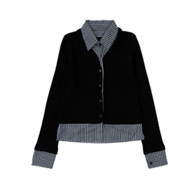 チェック柄シャツ ドッキングカーディガン | VIVID LADY | 詳細画像16 