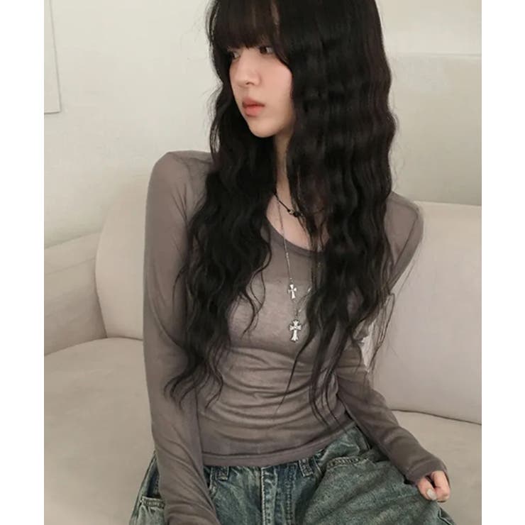 ブラウン | シアーロングスリーブTシャツ | VIVID LADY