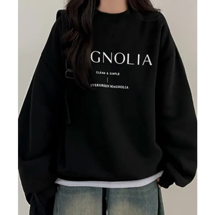 ブラック | 【裏起毛】オーバーサイズ ロゴスウェットトレーナー | VIVID LADY