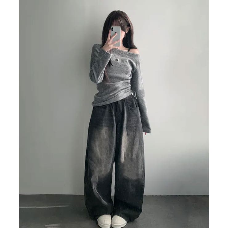 起毛 ボートネック ワンショルダー 2way シャーリングロンT | VIVID LADY | 詳細画像10 