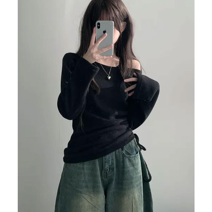 起毛 ボートネック ワンショルダー 2way シャーリングロンT | VIVID LADY | 詳細画像11 