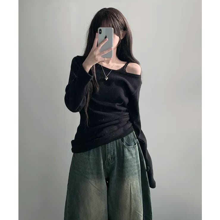 起毛 ボートネック ワンショルダー 2way シャーリングロンT | VIVID LADY | 詳細画像12 