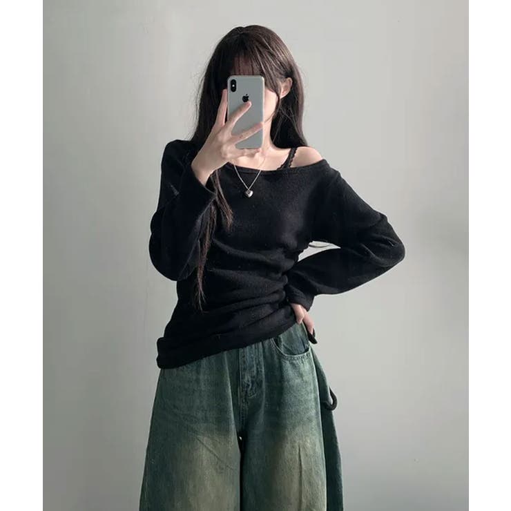 起毛 ボートネック ワンショルダー 2way シャーリングロンT | VIVID LADY | 詳細画像13 