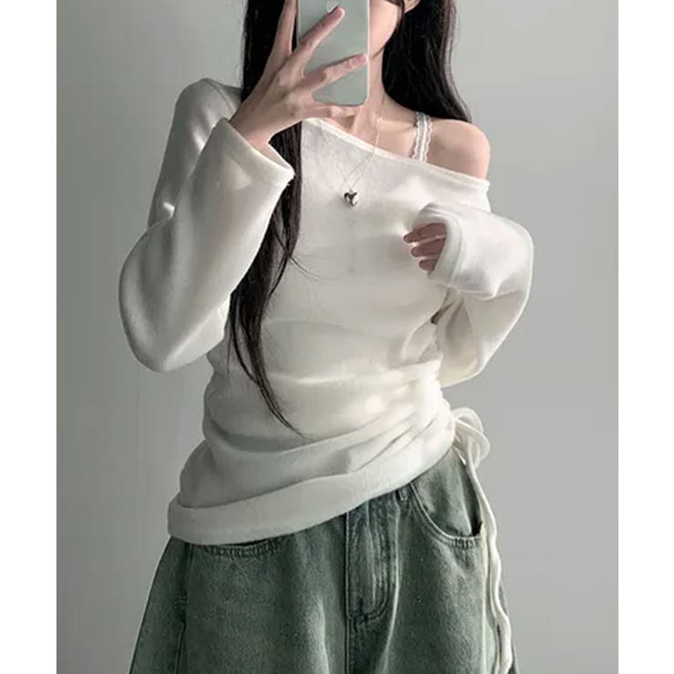 起毛 ボートネック ワンショルダー 2way シャーリングロンT | VIVID LADY | 詳細画像2 