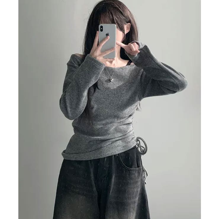 起毛 ボートネック ワンショルダー 2way シャーリングロンT | VIVID LADY | 詳細画像6 