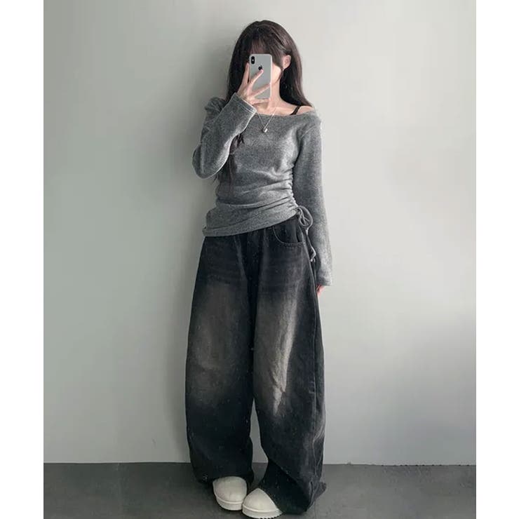 起毛 ボートネック ワンショルダー 2way シャーリングロンT | VIVID LADY | 詳細画像8 