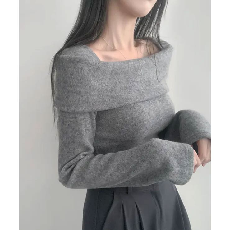 折り返しワイドネック オフショル風 起毛 ロンT 長袖 | VIVID LADY | 詳細画像11 