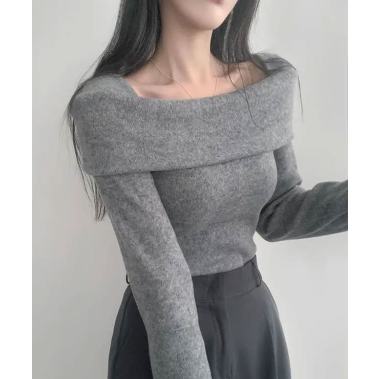 折り返しワイドネック オフショル風 起毛 ロンT 長袖 | VIVID LADY | 詳細画像12 