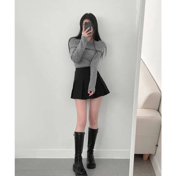 折り返しワイドネック オフショル風 起毛 ロンT 長袖 | VIVID LADY | 詳細画像14 