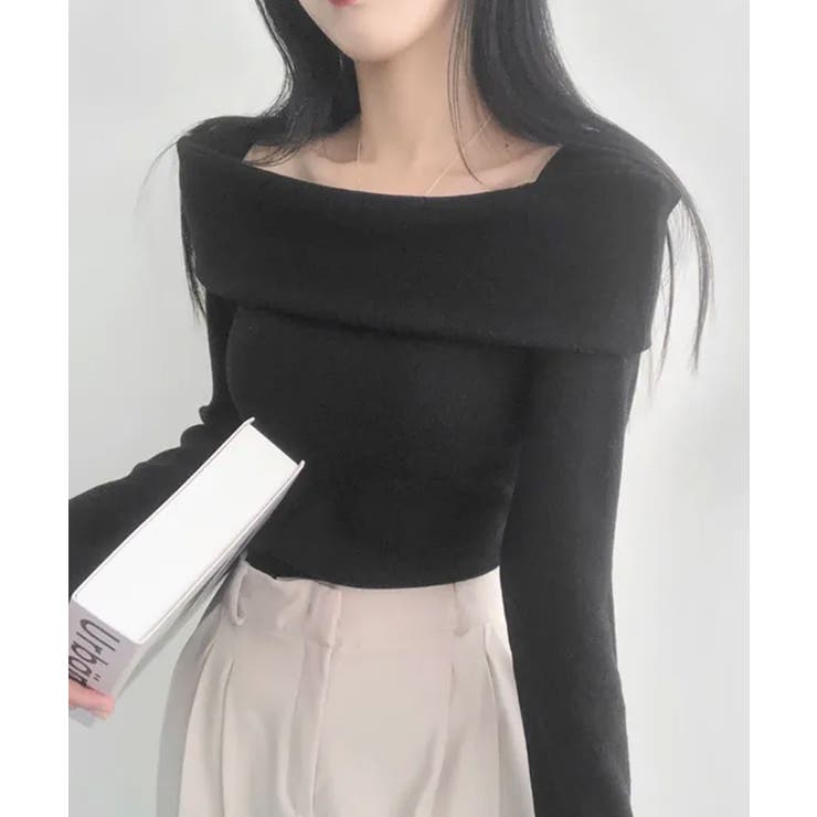 折り返しワイドネック オフショル風 起毛 ロンT 長袖 | VIVID LADY | 詳細画像15 