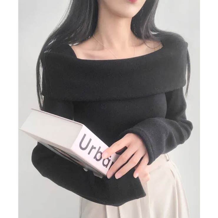 折り返しワイドネック オフショル風 起毛 ロンT 長袖 | VIVID LADY | 詳細画像16 