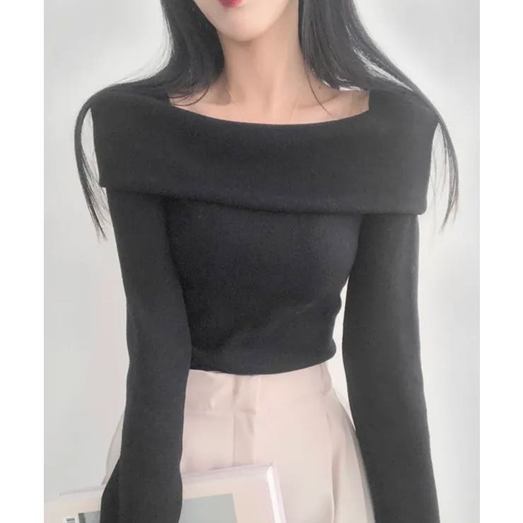 折り返しワイドネック オフショル風 起毛 ロンT 長袖 | VIVID LADY | 詳細画像17 