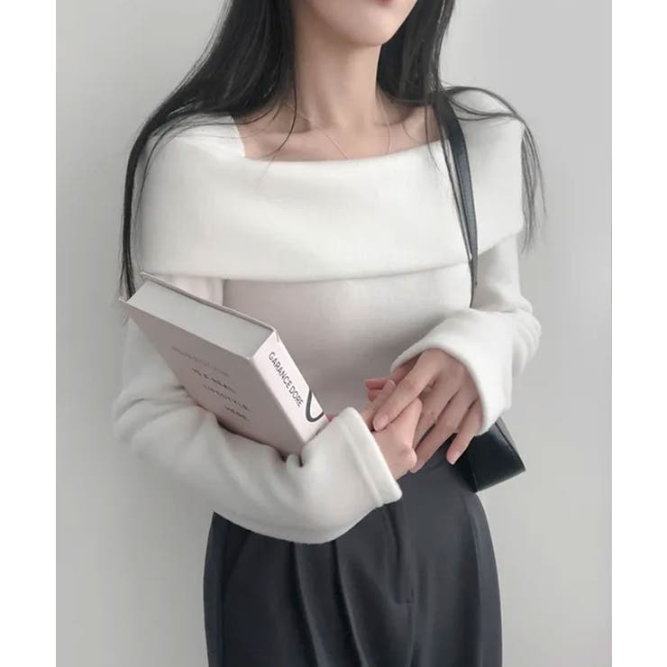 折り返しワイドネック オフショル風 起毛 ロンT 長袖 | VIVID LADY | 詳細画像2 