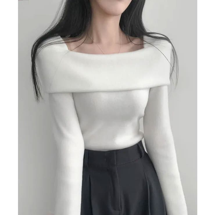 折り返しワイドネック オフショル風 起毛 ロンT 長袖 | VIVID LADY | 詳細画像5 