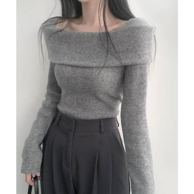 折り返しワイドネック オフショル風 起毛 ロンT 長袖 | VIVID LADY | 詳細画像7 