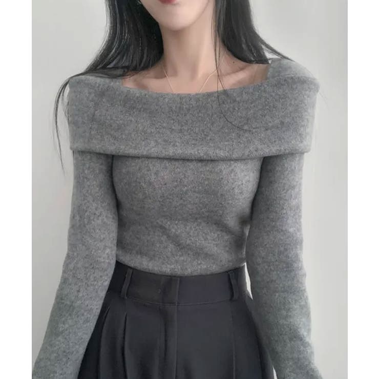 折り返しワイドネック オフショル風 起毛 ロンT 長袖 | VIVID LADY | 詳細画像8 