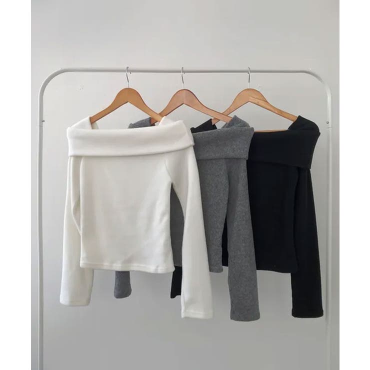 折り返しワイドネック オフショル風 起毛 ロンT 長袖 | VIVID LADY | 詳細画像19 