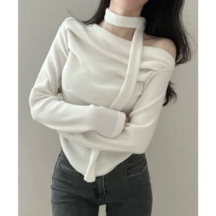 チョーカー付き ドレープワンショルダートップス | VIVID LADY | 詳細画像1 