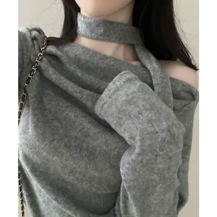 チョーカー付き ドレープワンショルダートップス | VIVID LADY | 詳細画像10 