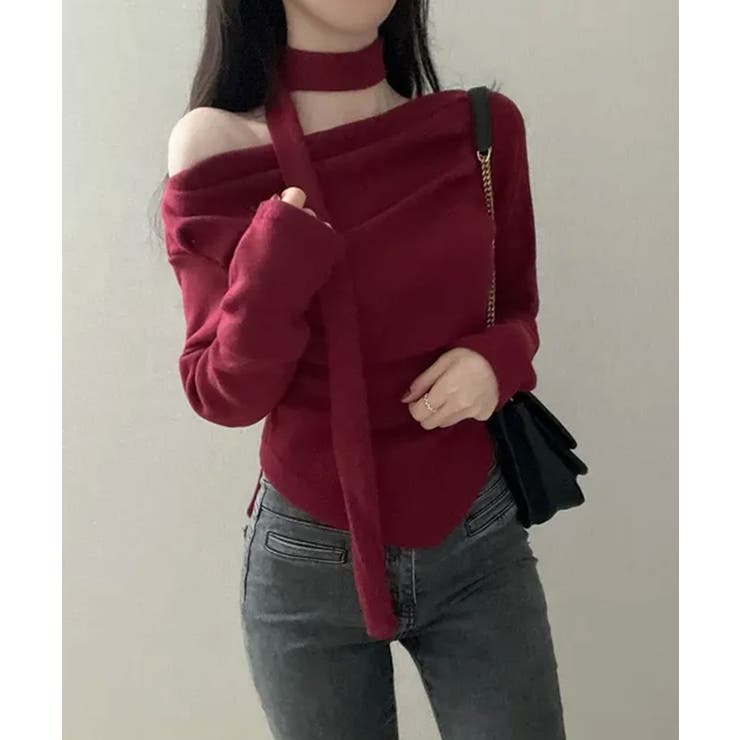 チョーカー付き ドレープワンショルダートップス | VIVID LADY | 詳細画像15 