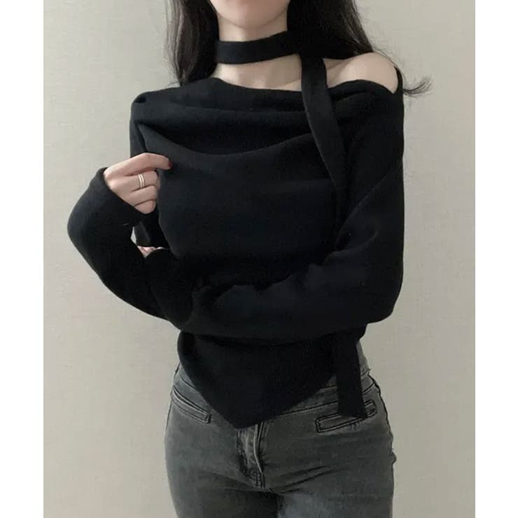 チョーカー付き ドレープワンショルダートップス | VIVID LADY | 詳細画像17 