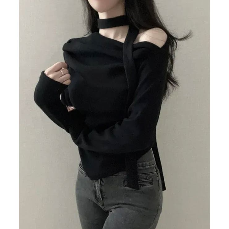 チョーカー付き ドレープワンショルダートップス | VIVID LADY | 詳細画像18 