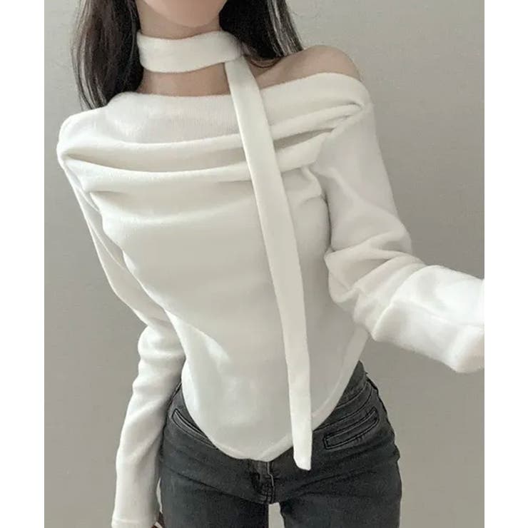 チョーカー付き ドレープワンショルダートップス | VIVID LADY | 詳細画像2 