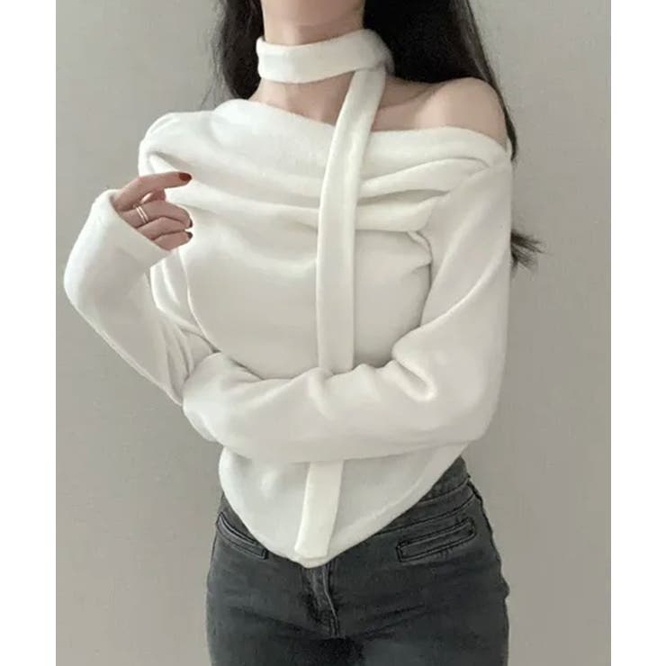 チョーカー付き ドレープワンショルダートップス | VIVID LADY | 詳細画像3 