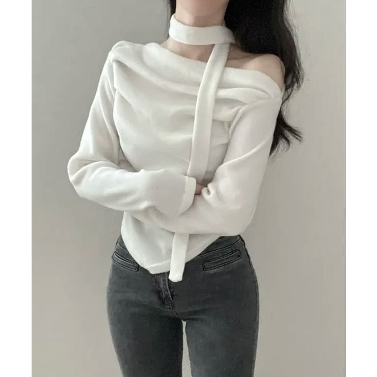 チョーカー付き ドレープワンショルダートップス | VIVID LADY | 詳細画像5 